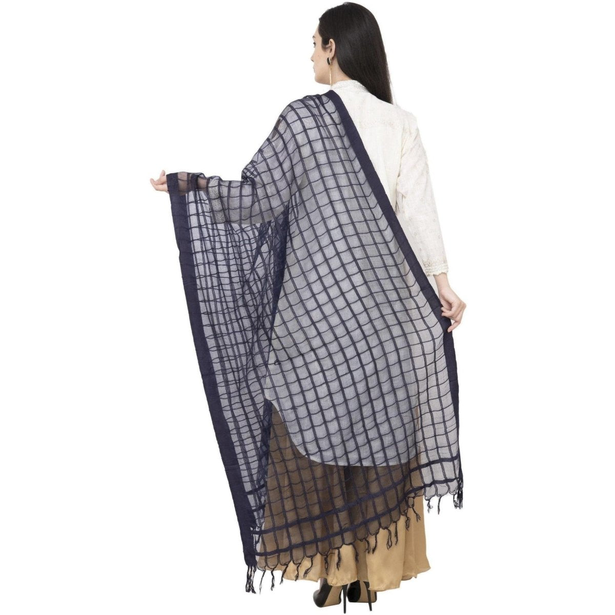 A R Silk Cotton Square Regular Dupatta Dark Gray Color Dupatta or Chunni | Grocsy