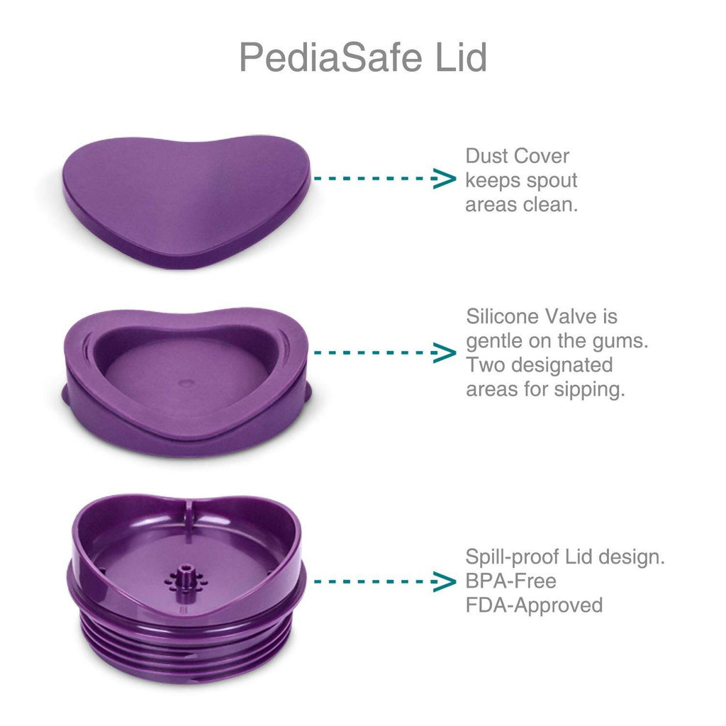 Vaya Drynk Stainless Steel Tumbler with Spill-Proof PediaSafe Lid - 350ml (Purple) | Grocsy