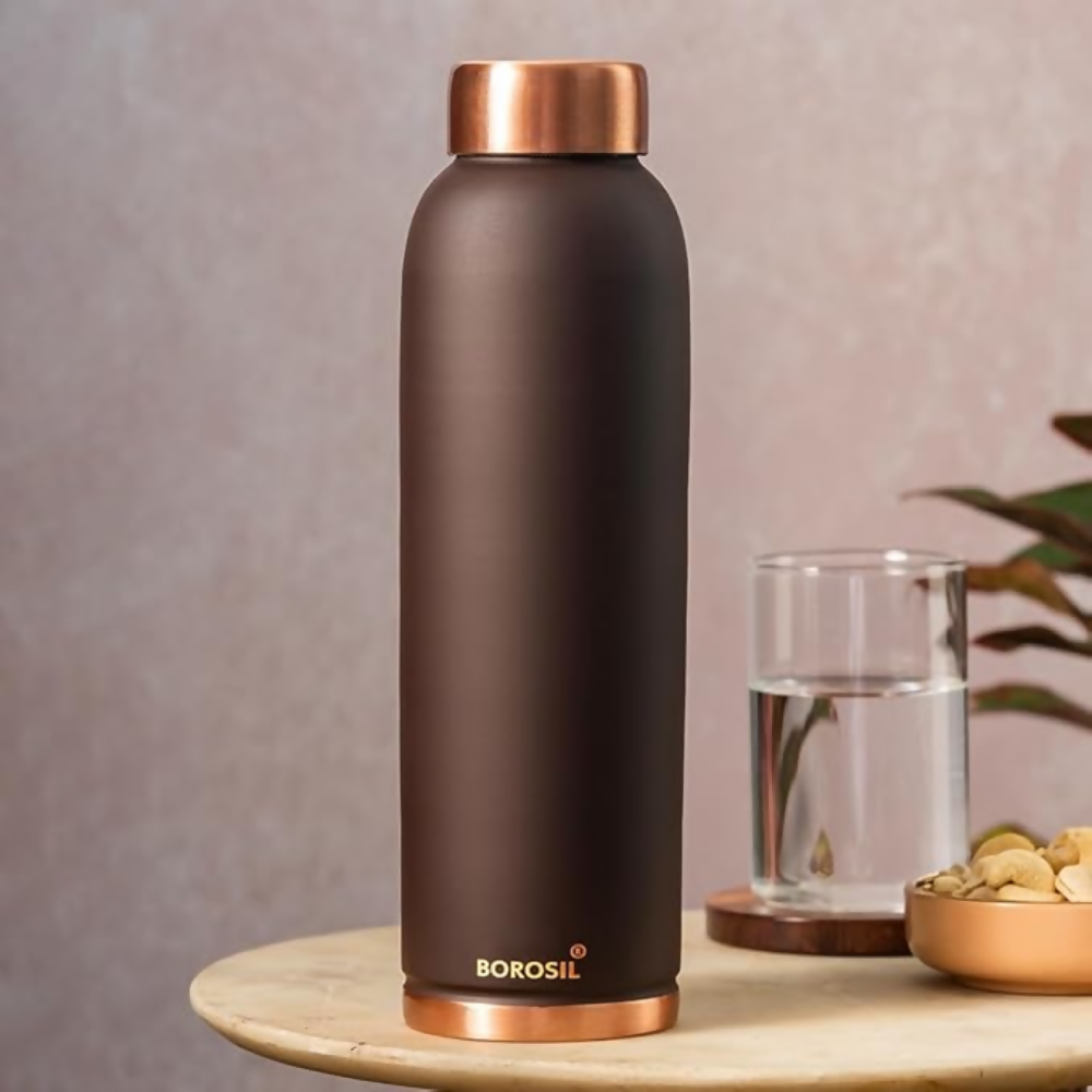 Borosil Colour Copper bottle - Brown | Grocsy