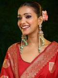 Ruby Raang 22k Gold Polished Diamond And Stone Jhumka Earrings | Grocsy