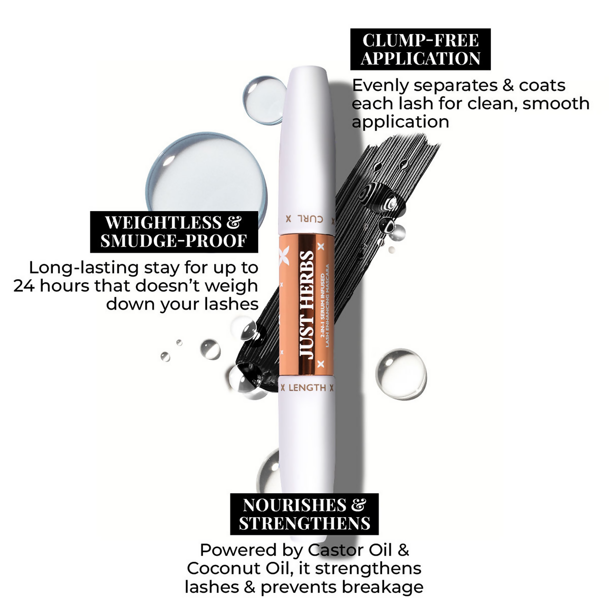 Just Herbs 2-in-1 Serum Infused Lash Enhancing Mascara | Grocsy