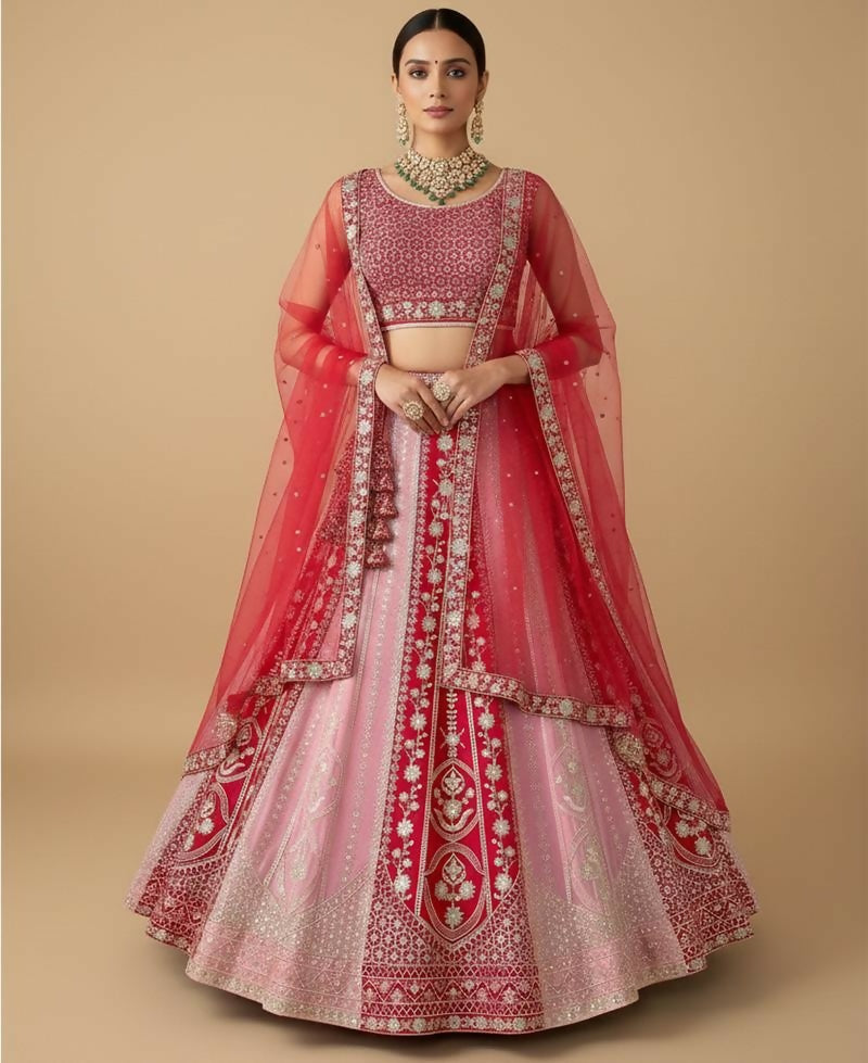 Lehenga Mart Pink Faux Georgette Designer Bollywood Style Wedding Wear Lehenga Choli | Grocsy