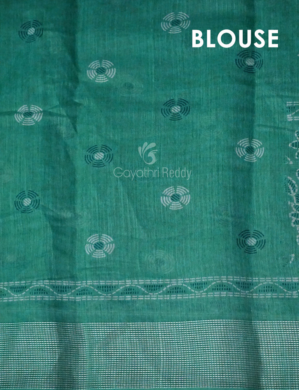 Sea Green Colour Printed Semi Chanderi Design Saree By Gayathri Reddy Designer Studio | Grocsy