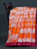Shades of Orange And Pink With Pichwai Print Munga Cotton Saree By Gayathri Reddy Designer Studio | Grocsy