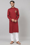 Cotton Kurta With Motif Embroidery by Hilo Design | Grocsy