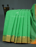 Light Green With Checks Pure Mangalgiri Cotton Saree By Gayathri Reddy Designer Studio | Grocsy