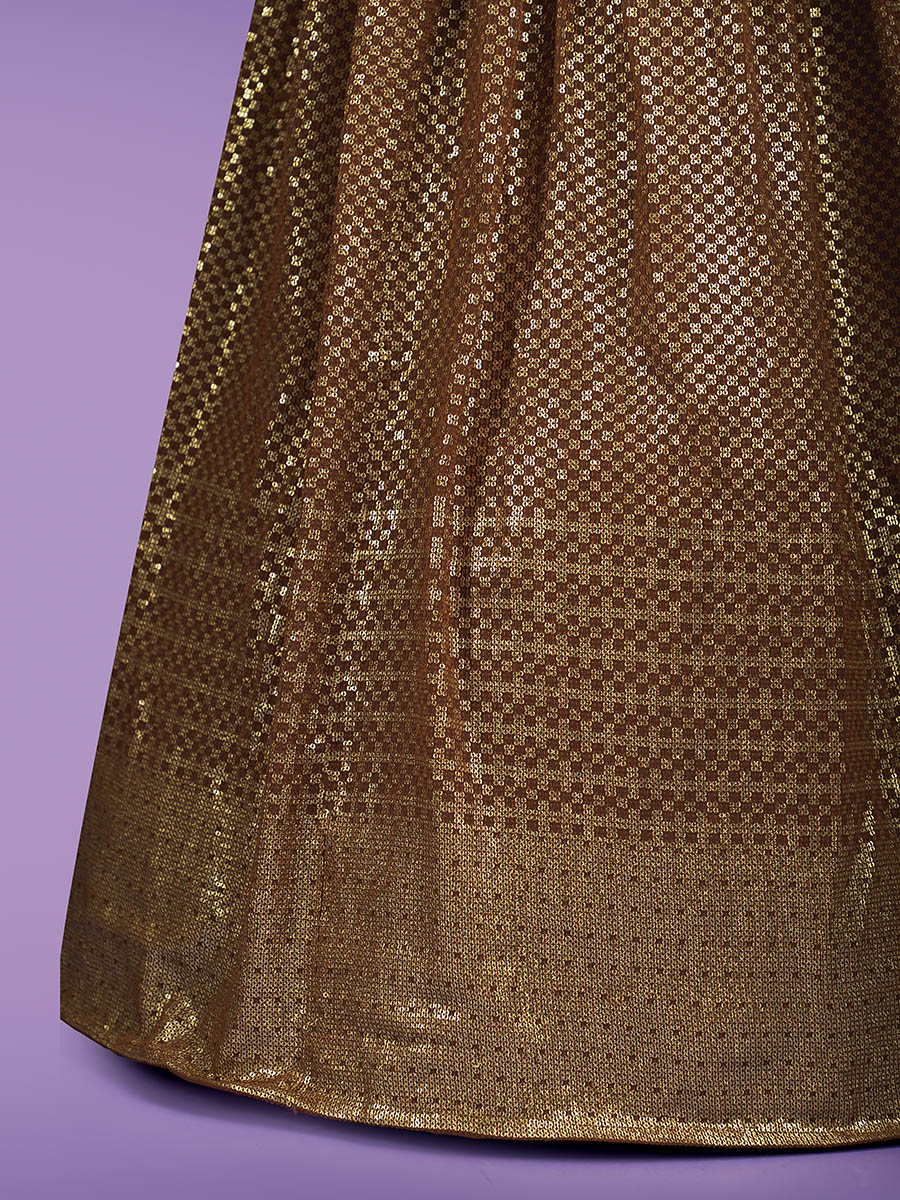 Myra Brown Georgette Embroidered Designer Lehenga | Grocsy