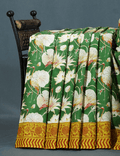 Block Print Mango Green Coloured Mulmul Cotton Saree By Gayathri Reddy Designer Studio | Grocsy