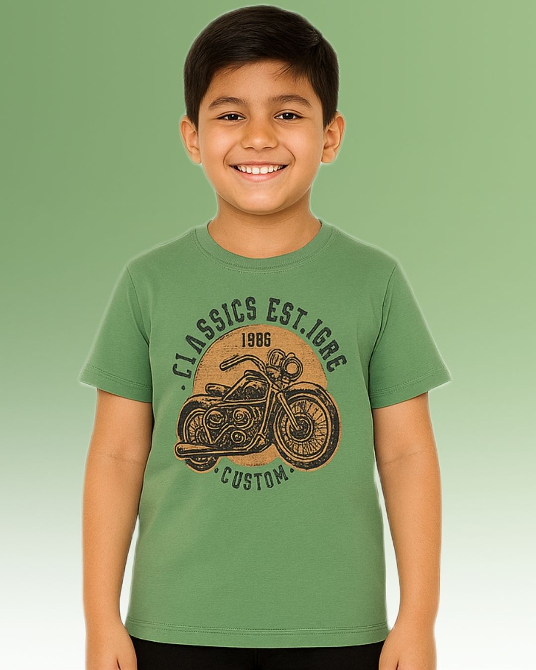 Chilins Round Neck Printed Cotton Tshirt, Color- Olive | Grocsy