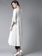 HERE&NOW Women White Yoke Design Anarkali Kurta | Grocsy