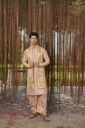 Dusky Pink Kanjivaram Machien Embroidered Pattu Set by Hilo Design | Grocsy