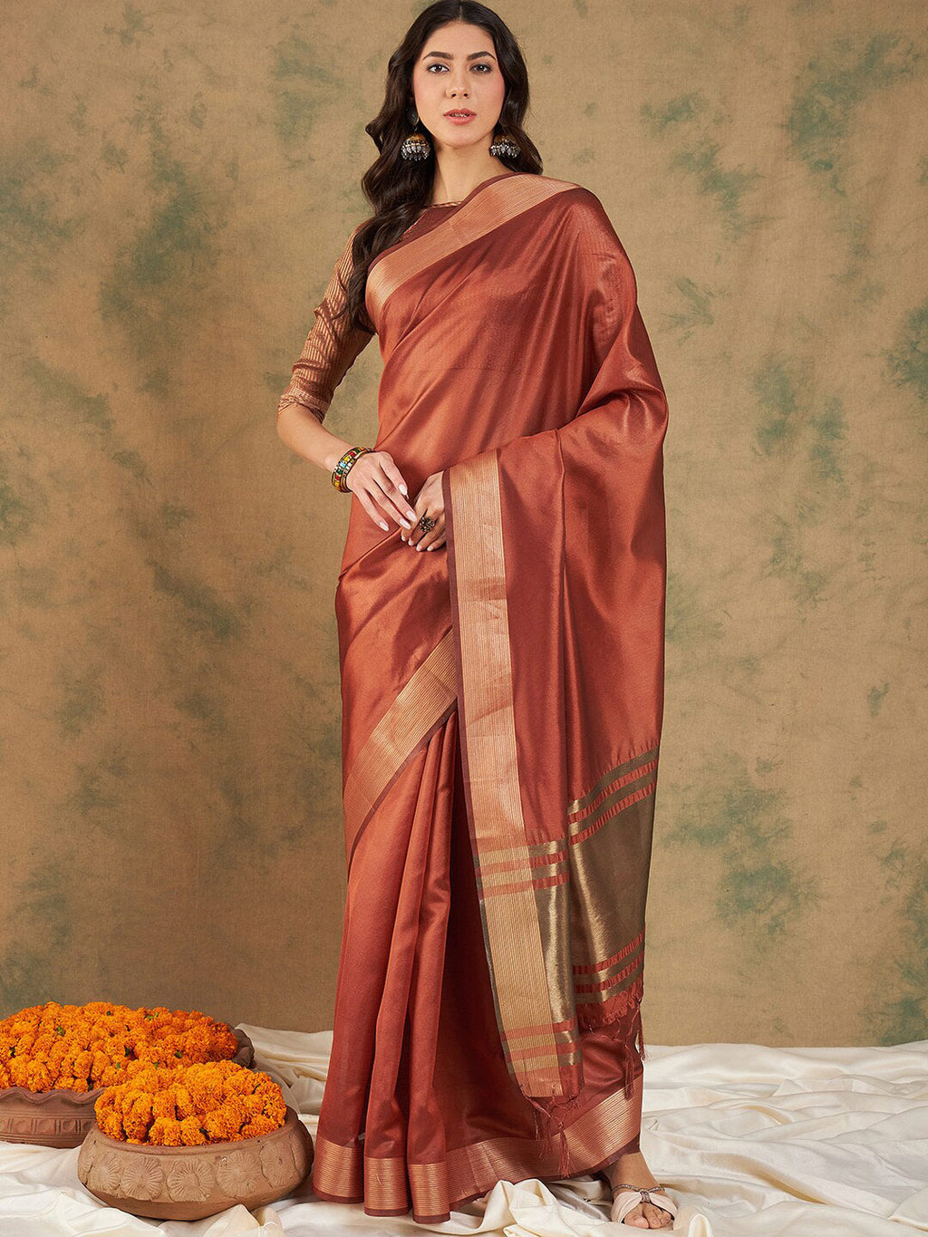 Sangria Woven Design Organza Sarees | Grocsy