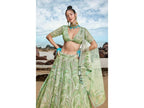 House of Panchhi Lime green Net Multi Sequins with heavy Zarkan embroidery Lehenga choli & Dupatta | Grocsy