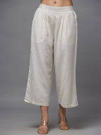 Juniper Women's Natural Solid Wide Leg Palazzo | Grocsy
