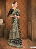 Vardha Black Woven Zari Jaal Banarasi Saree | Grocsy