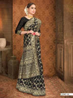 Vardha Black Woven Zari Jaal Banarasi Saree | Grocsy