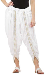 PAVONINE White Color Embellished Beetel Rayon Fabric Patiala For Women & Girls | Grocsy