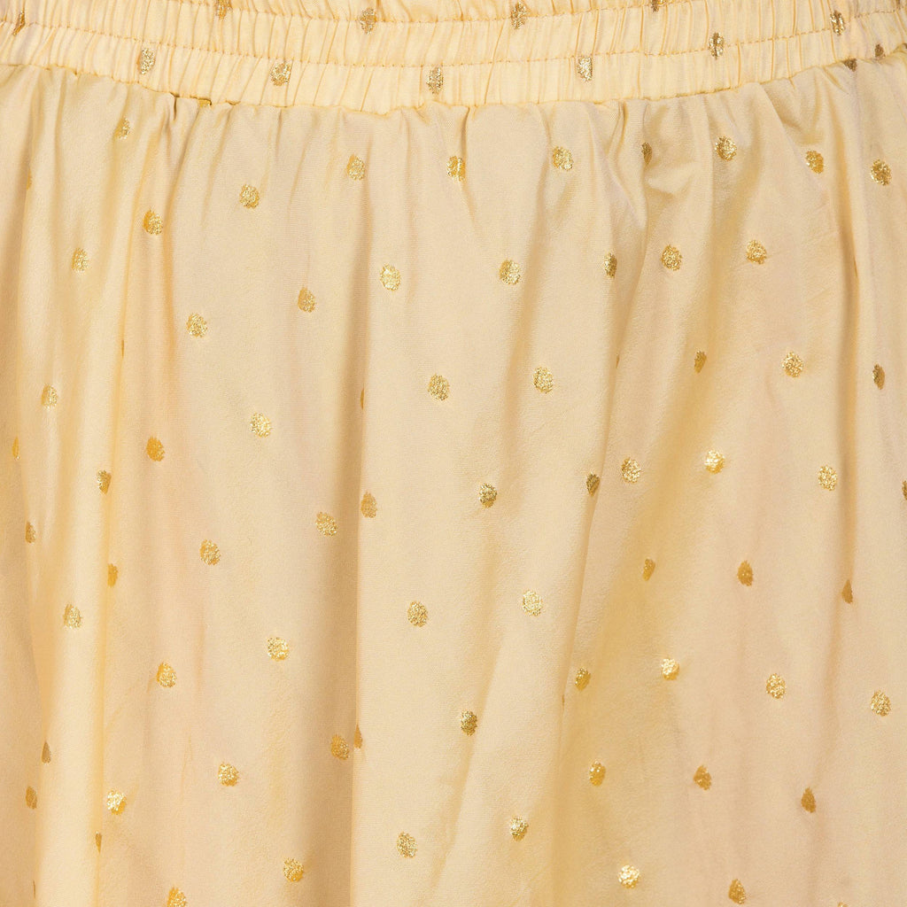 PAVONINE Beige Color Golden Zari Work Satan Fabric Maxi Skirt For Women | Grocsy