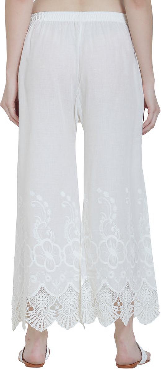 PAVONINE White Color Chikankari Lace Scalloped Hem Cotton Fabric Sharara | Grocsy