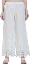 PAVONINE White Color Chikankari Lace Scalloped Hem Cotton Fabric Sharara | Grocsy