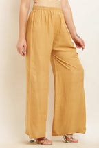 PAVONINE Beige Color Straight Fit Rayon Fabric Palazzo | Grocsy