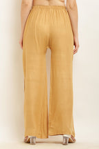 PAVONINE Beige Color Straight Fit Rayon Fabric Palazzo | Grocsy