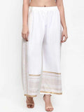 PAVONINE White Color Rayon Fabric Side Print Palazzo For Women | Grocsy