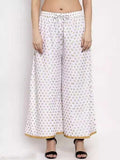 PAVONINE White Color Rayon Fabric Sun Print Palazzo For Women | Grocsy