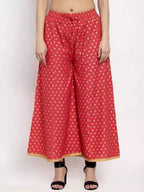 PAVONINE Gajri Color Rayon Fabric Sun Print Palazzo For Women | Grocsy