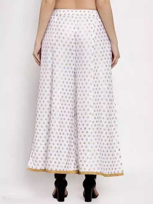 PAVONINE White Color Rayon Fabric Sun Print Palazzo For Women | Grocsy