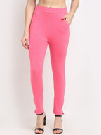 TAG 7 Women Pink Solid Ankle-Length Leggings | Grocsy