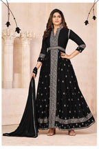 Anaita Black Embroidered Faux Georgette Anarkali Suit | Grocsy