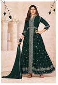 Anaita Green Embroidered Faux Georgette Anarkali Suit | Grocsy