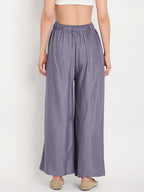 TAG 7 Women Pack Of 2 Black & Grey Solid Flared Palazzos | Grocsy