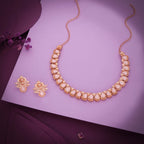 Tehzeeb Creationss Rose Gold Polish Baby Pink Colour Necklace With Pair Of Earrings | Grocsy