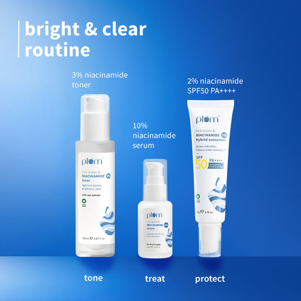 Plum Skin Brightening Kit Brightens & Improves Skin Texture - Suits All Skin Types | Grocsy