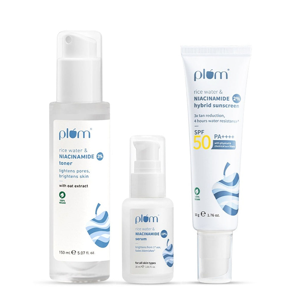 Plum Skin Brightening Kit Brightens & Improves Skin Texture - Suits All Skin Types | Grocsy