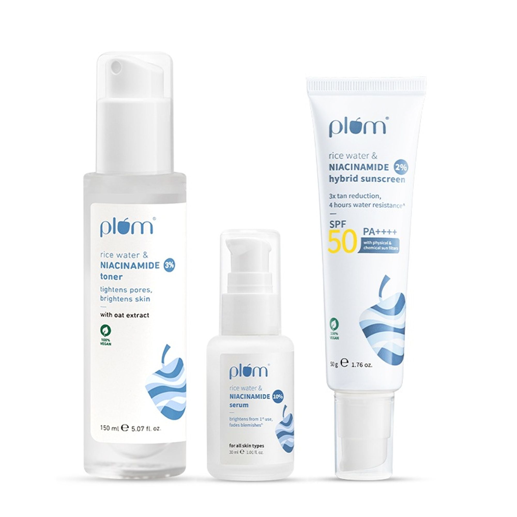 Plum Skin Brightening Kit Brightens & Improves Skin Texture - Suits All Skin Types | Grocsy