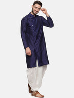 Sethukrishna Men Navy Blue Angrakha Kurta with Dhoti Pants | Grocsy