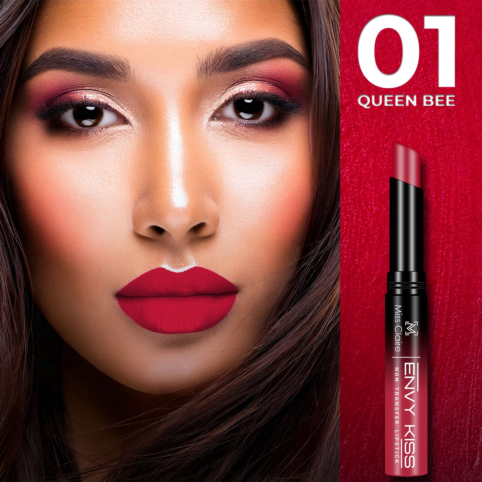 Miss Claire Envy Kiss Non Transfer Lipstick - 01 Queen Bee | Grocsy