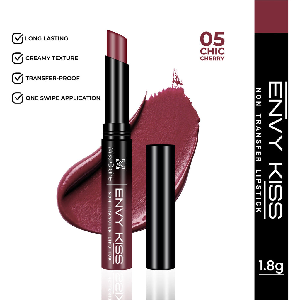 Miss Claire Envy Kiss Non Transfer Lipstick - 05 Chic Cherry | Grocsy