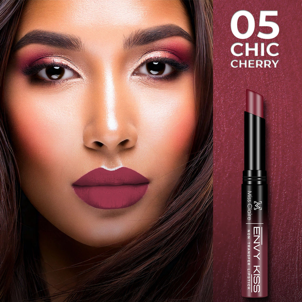 Miss Claire Envy Kiss Non Transfer Lipstick - 05 Chic Cherry | Grocsy
