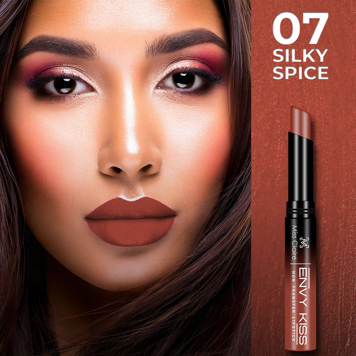 Miss Claire Envy Kiss Non Transfer Lipstick - 07 Silky Spice | Grocsy