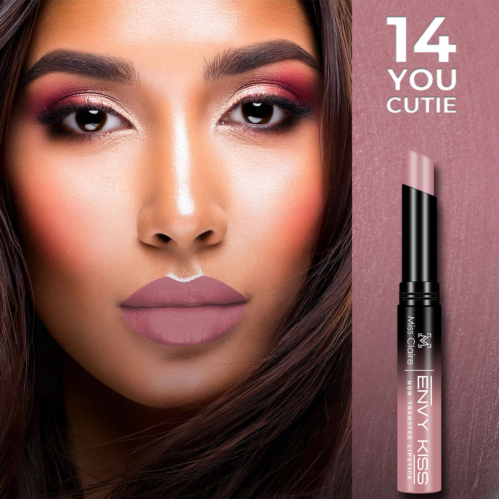 Miss Claire Envy Kiss Non Transfer Lipstick - 14 You Cutie | Grocsy