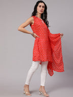 Aks Bandhani Printed Extended Sleeves Kaftan Kurta | Grocsy