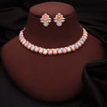 Tehzeeb Creationss Rose Gold Polish Multi Colour Necklace With Pair Of Earrings | Grocsy