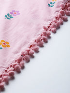 HERE&NOW Women Pink & Purple Floral Print Pure Cotton Straight Kurta | Grocsy