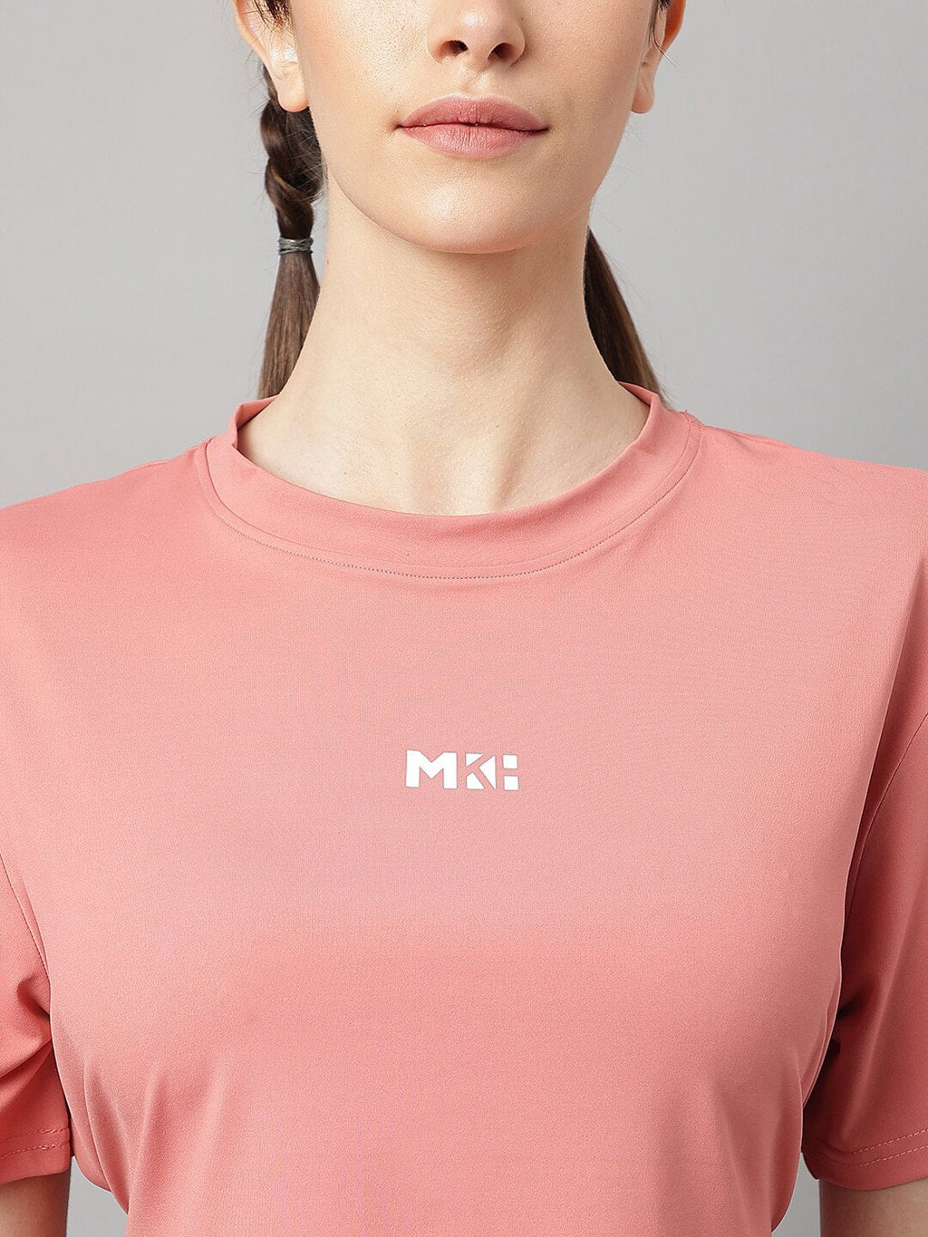 MKH Round Neck Short Sleeves Dri-FIT Yoga Sports Crop T-shirt | Grocsy