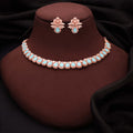 Tehzeeb Creationss Rose Gold Polish Sky Blue Colour Necklace With Pair Of Earrings | Grocsy