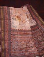 Light Brown Colour Print Design Semi Chanderi Saree By Gayathri Reddy Designer Studio | Grocsy